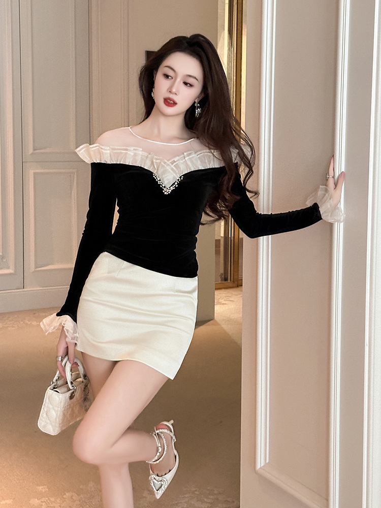 Váy ngắn chữ A cạp cao ôm body trắng thanh lịch — Màu trắng
