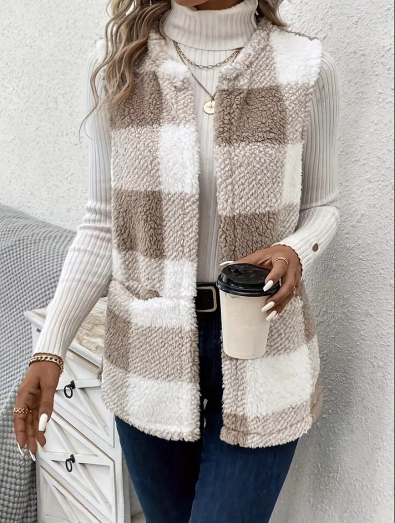 Women's Clothing coat loose plaid ladies cardigan fashion sweater_voghion.com