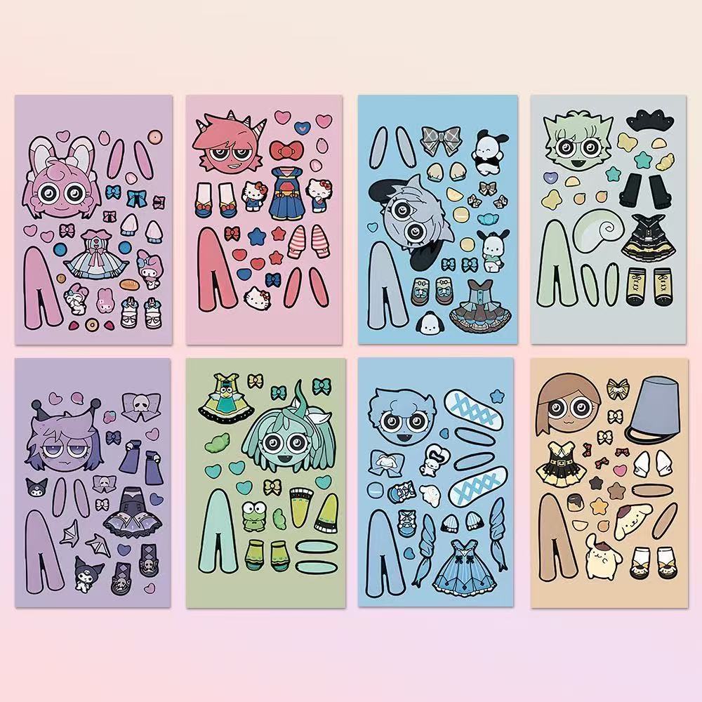 Caja de ritmo de cambio de pegatinas con rompecabezas para niños cuentas de mano para chicas DIY juguetes divertidos descomprimidos a mano