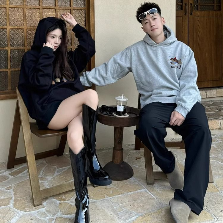 고급 센스 재미있는 커플 옷 봄과 가을 2025 새로운 가을과 겨울 슈퍼 핫 브랜드 양털 재킷 옷