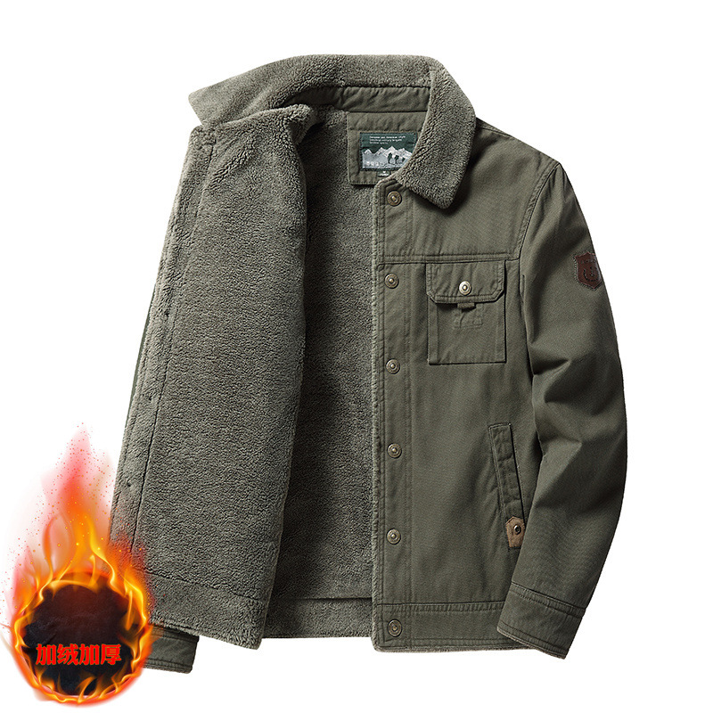 Chaqueta casual de otoño e invierno de hombres de mediana edad para papá de mediana edad y ancianos abrigo grueso de 40 años de edad 50 Top con forro polar