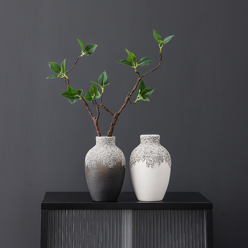 北欧ins风陶瓷花瓶复古拉丝水培鲜花花器创意客厅仿真花装饰摆件