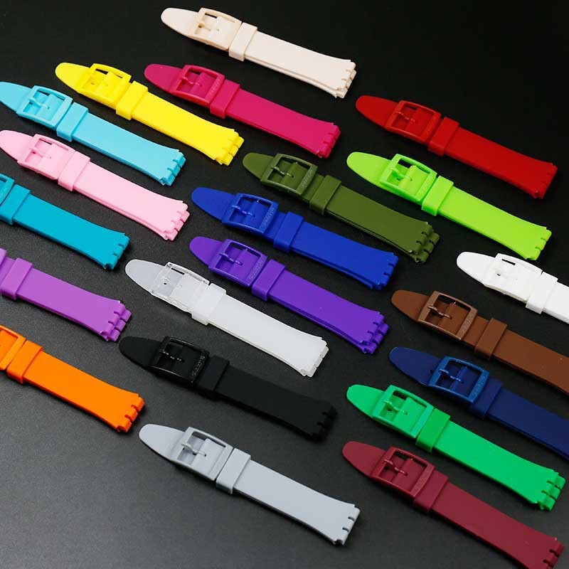 Watch Accessories Suitable for Swatch Silicone Watch Strap 17Mm19Mm Pin Buckle Suob704Gb274 for Men and Women Watch Accessories Suitable for Swatch Silicone Watch Strap 17Mm19Mm Pin Buckle Suob704Gb274 for Men and Women