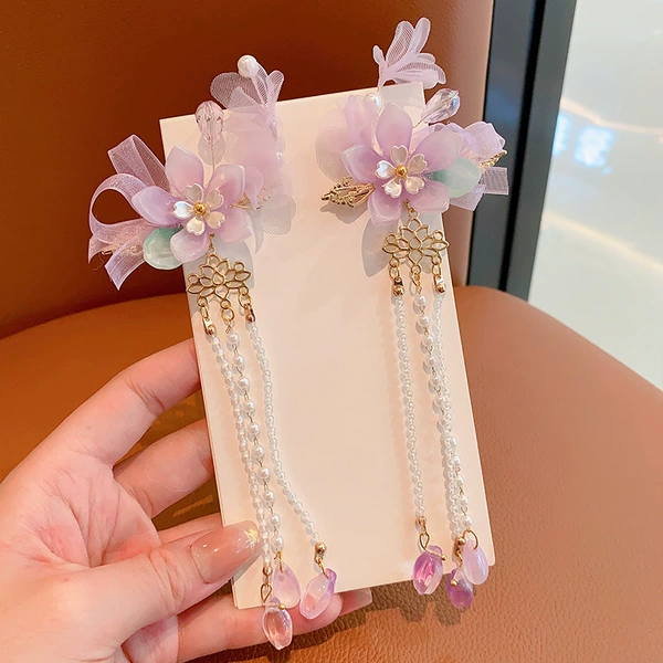 [Free eyebrow patch] 02-Purple flower tassel