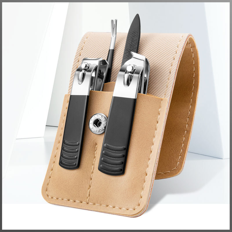 跨境新款指甲刀套装指甲剪4件套 彩色高档指甲钳修甲美甲工具批发|ms