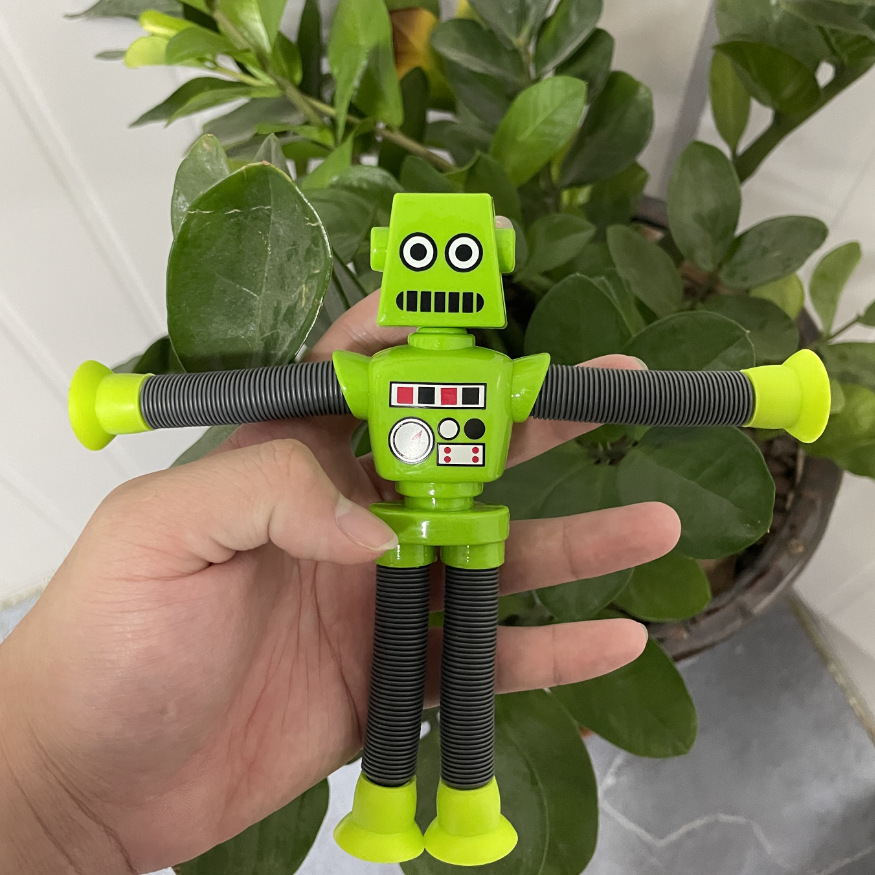 Transfronterizo robot flexible tubo telescópico niño puzzle dibujos animados estirados ventosa interacción padre-hijo creativo juguete descompresión