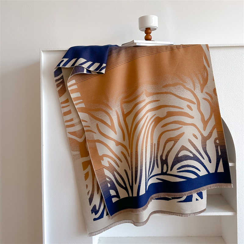 Autumn and Winter I mitation Cashmere Graffiti Wool Scarf Zebra Pattern Long Dual-purpose Air Conditioning Shawl Warm_voghion.com