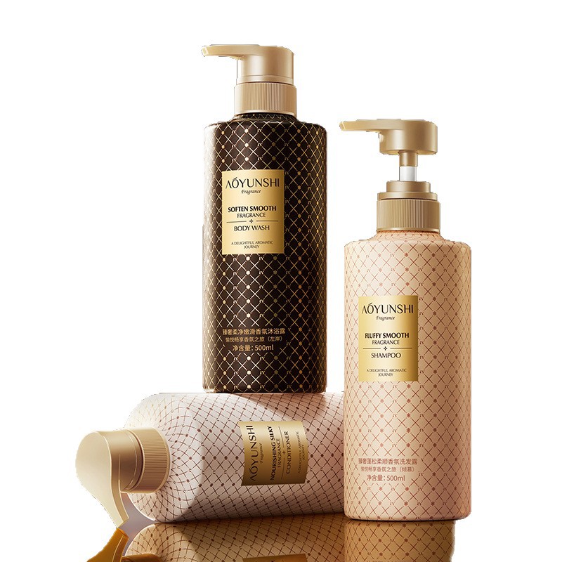 Aoyun Shizhen lujo suave, limpieza profunda y refrescante, champú perfumado, lavado y cuidado al por mayor.