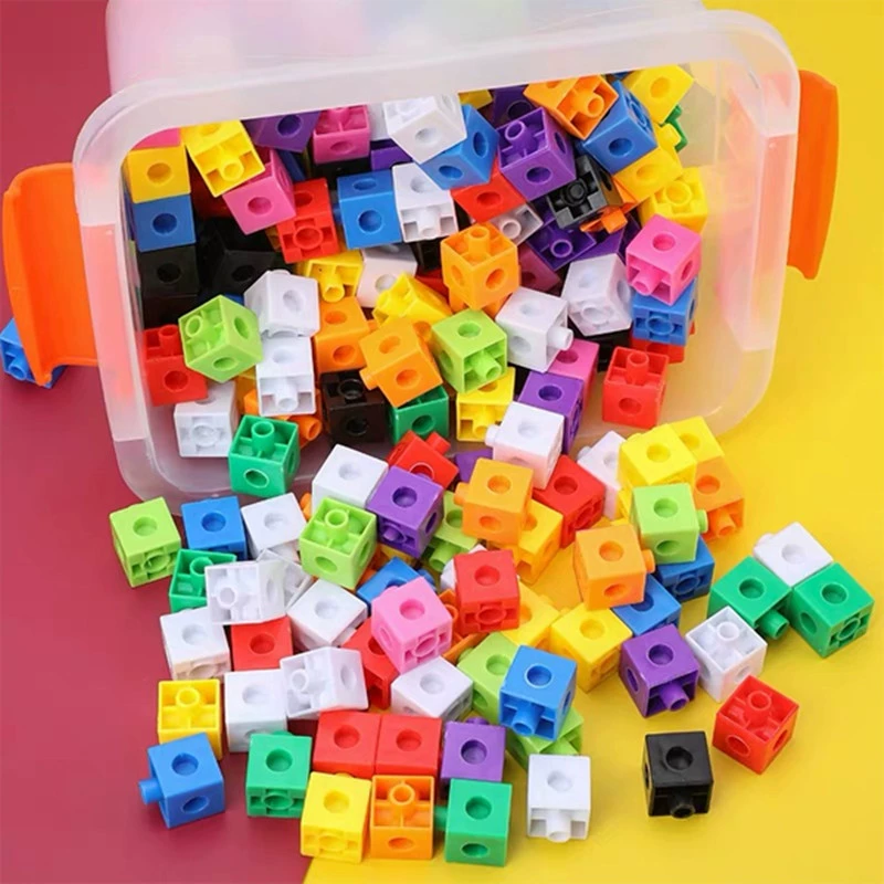 Подключаемые квадратные цифровые строительные блоки с круглыми отверстиями, квадратные детские учебные пособия по математике, сборка кубиков, развивающие игрушки для малышей
