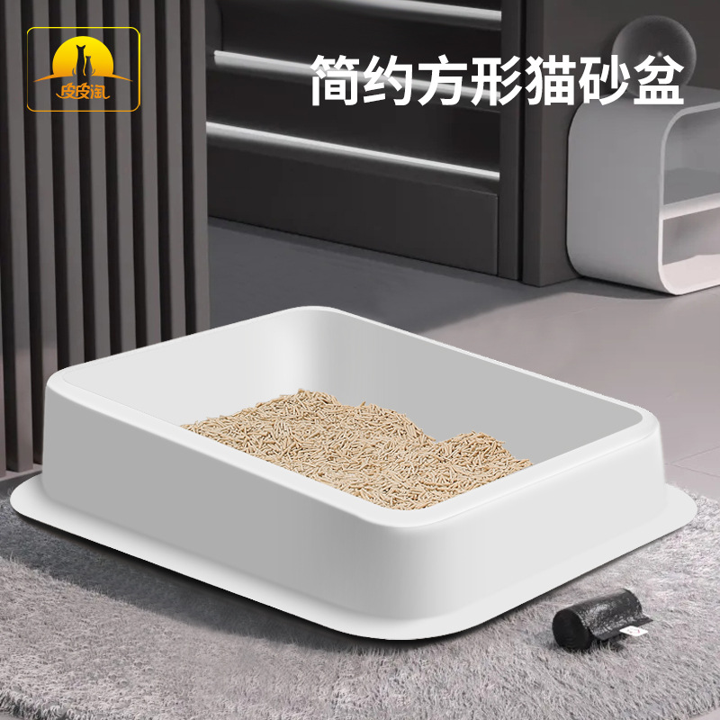 Pipitao original simple caja de arena para gatos a prueba de fugas caja de arena para gatos a prueba de salpicaduras desodorante abierto inodoro para gatos grandes en stock