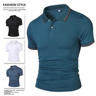 2025 Summer New Cross-border Men's Fashion Top Middle-aged and Elderly Dad Business Casual POLO Shirt Lap Short Sleeve