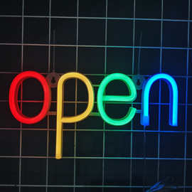 LED跨境open霓虹灯字母彩灯造型灯网红酒吧氛围灯挂墙节日装饰灯