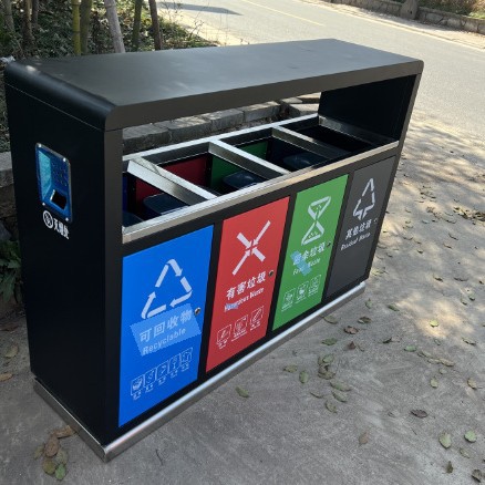 不锈钢垃圾桶市政街道公园景区双分类果皮箱厂家多分类环卫垃圾箱