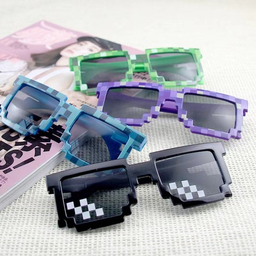 New style codex glasses two-dimensional funny sunglasses party sunglasses fashion street beat code plaid sunglasses