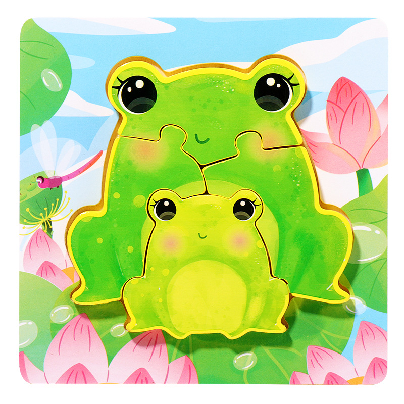 18 animales de dibujos animados de madera padres-hijos rompecabezas niños pequeños 1 - 3 - 5 años de iluminación educativa juguetes pequeños regalos