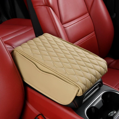Armrest box pad – Storage Box Pad, Height-Increasing Pad - large-size-32215-ice-peas-beige-upgrade-with-pocket