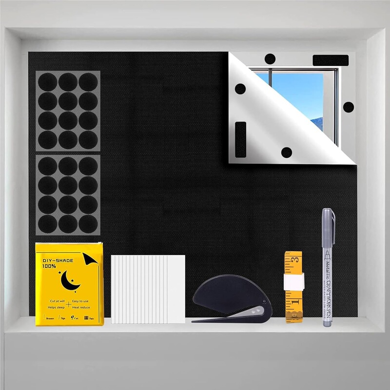 Amazon Full Blackout Curtain Homemade Portable Travel Curtain diy Cut Sunscreen Velcro Curtain Wholesale