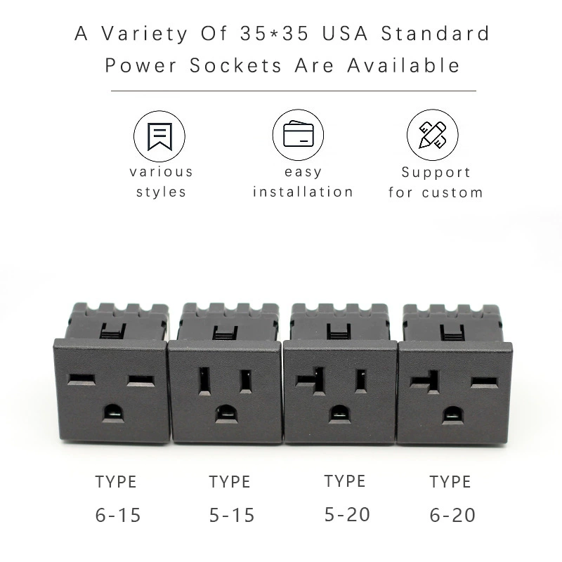 5-15 US standard socket 35*35 panel card type US standard power socket module inverter energy storage battery charging base