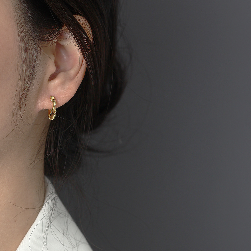 Irregular, Twist Pattern 1 Pair 925 Sterling Silver Metal Irregular Twist Electroplating 18K Real Gold Plated Platinum Plated Earrings Ear Studs