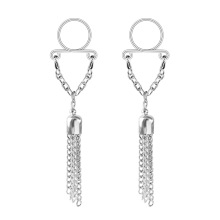 wish速卖通亚马逊爆款无孔双层水滴流苏假乳环可调节乳头穿刺饰品