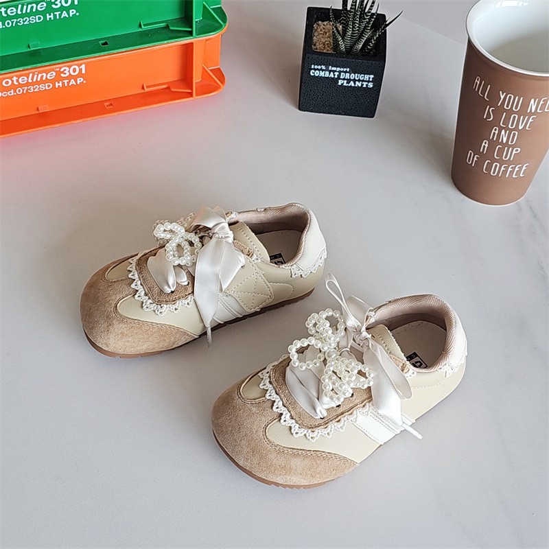 Scarpe sportive da bambina in stile coreano con lacci di perle, scarpe da allenamento tedesche per neonati e bambini piccoli, novità primavera autunno, calzature per bambini_voghion.com