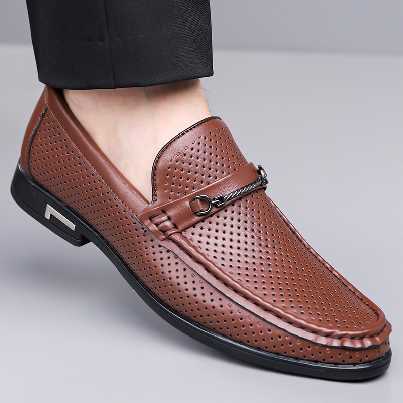 Dép sandal nam bít mũi da lộn mềm đế bằng phong cách Anh — Màu nâu, Màu đen