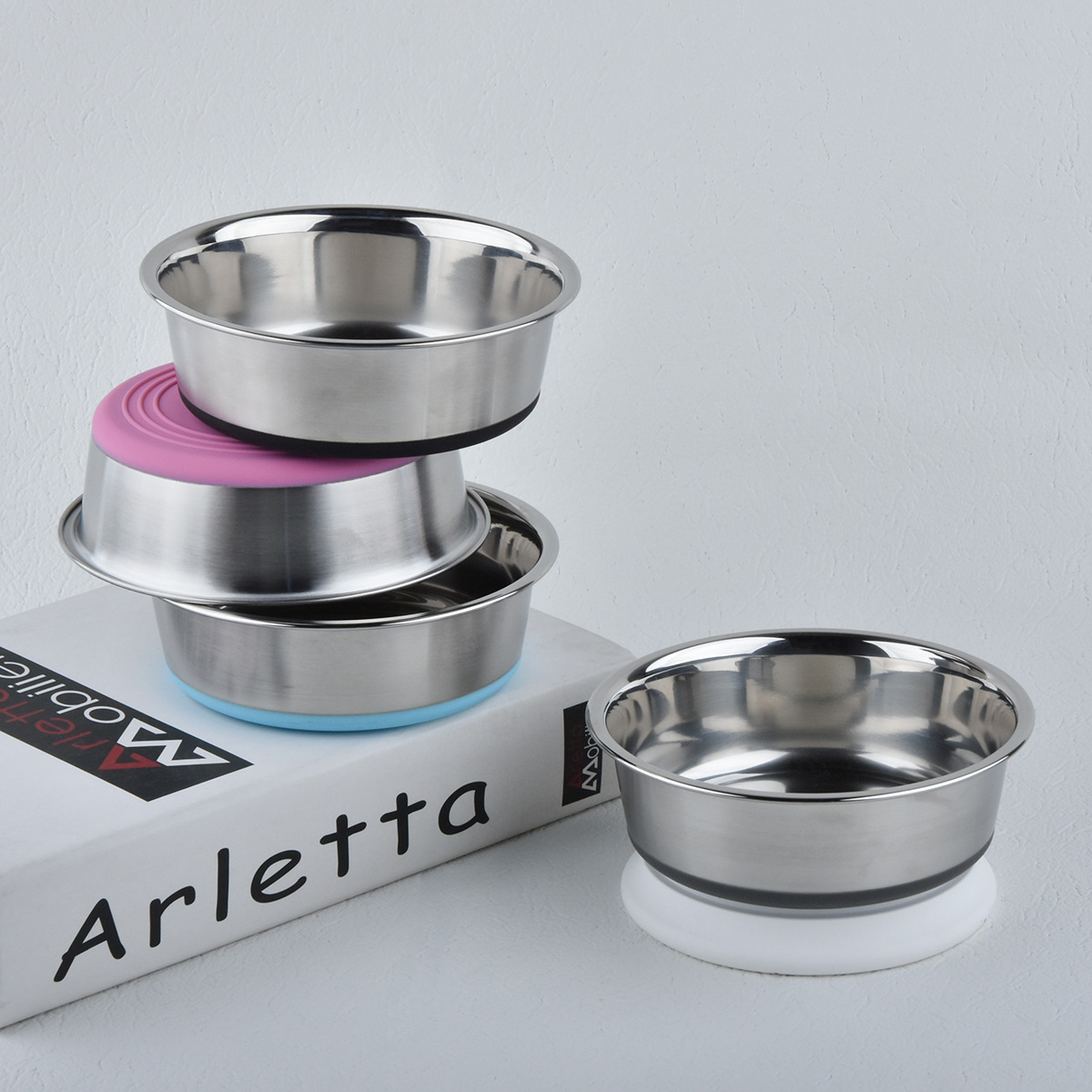 전복 방지 고양이 그릇 개 그릇 애완 동물 스테인레스 스틸 작은 실리콘 미끄럼 음용수 먹이 개 그릇 고양이 그릇 애완 동물 용품