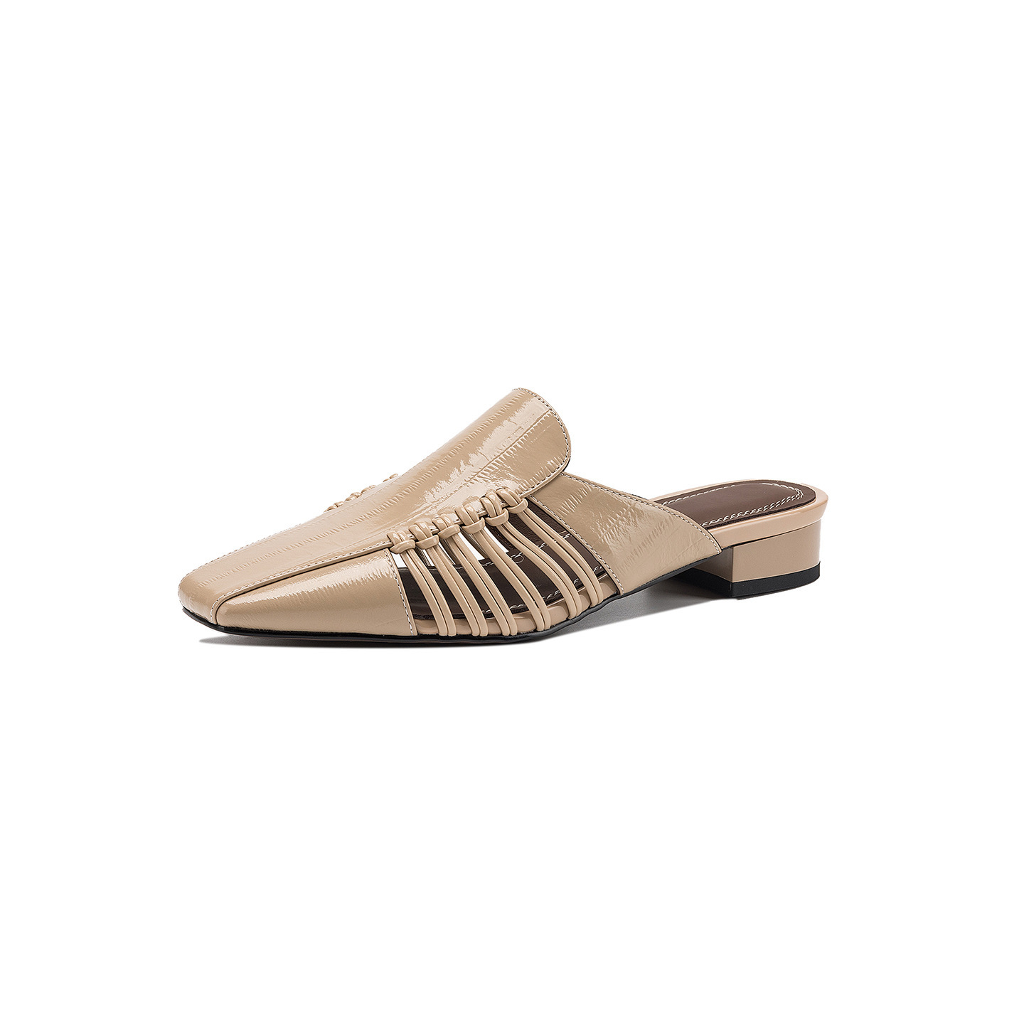 Dép sandal nữ quai chữ V bệt mũi tròn phong cách vintage — đen chi tiết 31