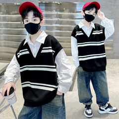 New Children's Apparel Korean Spring and Autumn Style for Boys, Large Children Spring Streetwear Stylish Shirt Trend