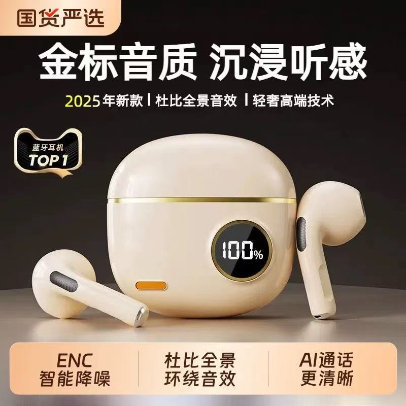 2025 New Wireless Bluetooth Earphones with Long Battery Life, Comfortable to Wear, Noise Reduction, Android Compatible, Huaqiangbei Sports Earphones