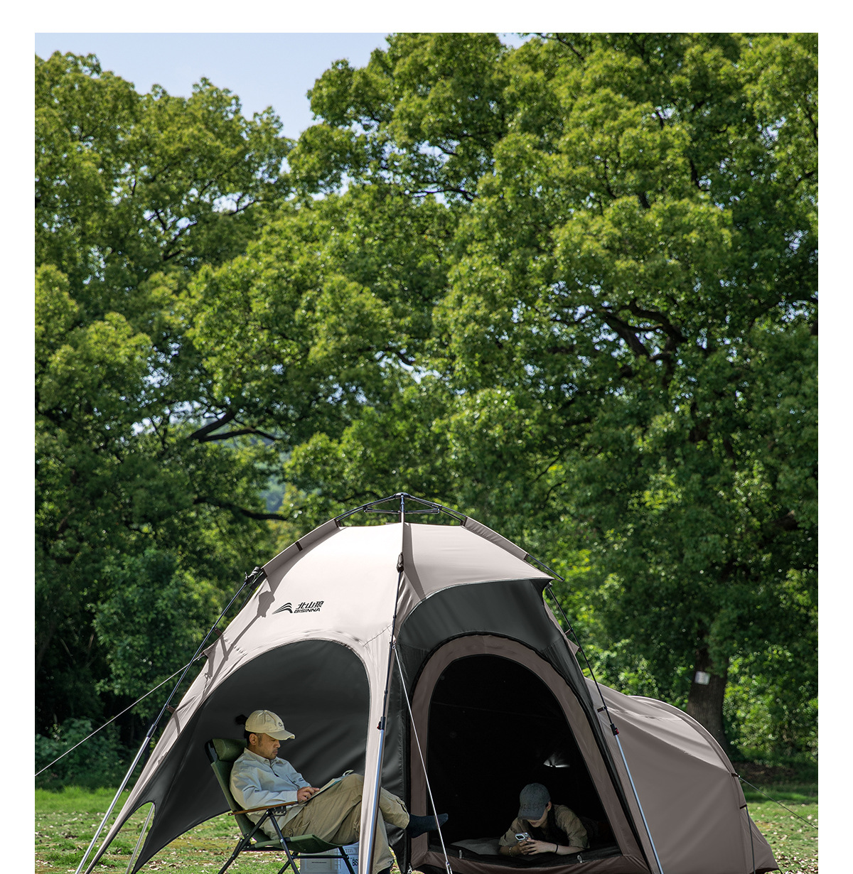 Dome Canopy Tent Outdoor Sunshade New Camping Style Fully Automatic Quick-Open Sunshade Titanium Black Coating 2026 New Model