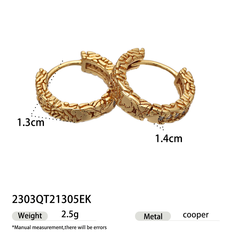 Europa y América delicada textura de alta sensación de perfiles de zircon geometría irregular estilo temperamento de moda aretes de moda
