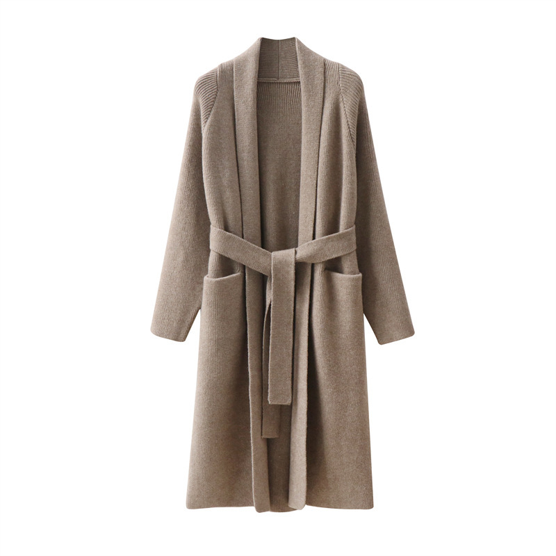 Over-the-Knee Big Sweater Coat Knitwear Long Lace-Up Lazy Style Belt Bathrobe Style Cardigan Korean Style Loose Thick Over-the-Knee Big Sweater Coat Knitwear Long Lace-Up Lazy Style Belt Bathrobe Style Cardigan Korean Style Loose Thick