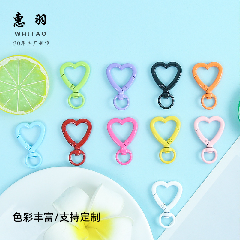 Colorful Heart Spring Buckle Ring Painted Handmade Keychain DIY Accessories Zinc Alloy Opening Connecting Ring Wholesale Colorful Heart Spring Buckle Ring Painted Handmade Keychain DIY Accessories Zinc Alloy Opening Connecting Ring Wholesale