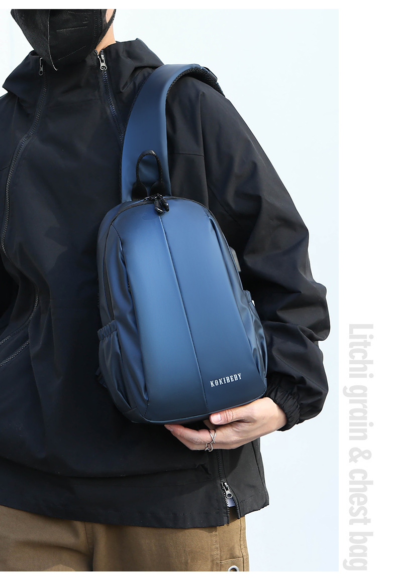 Men's crossbody bag, large-capacity chest bag, single-shoulder backpack, multi-functional men's bag, water-resistant chest bag, small bag, cross-border undefined