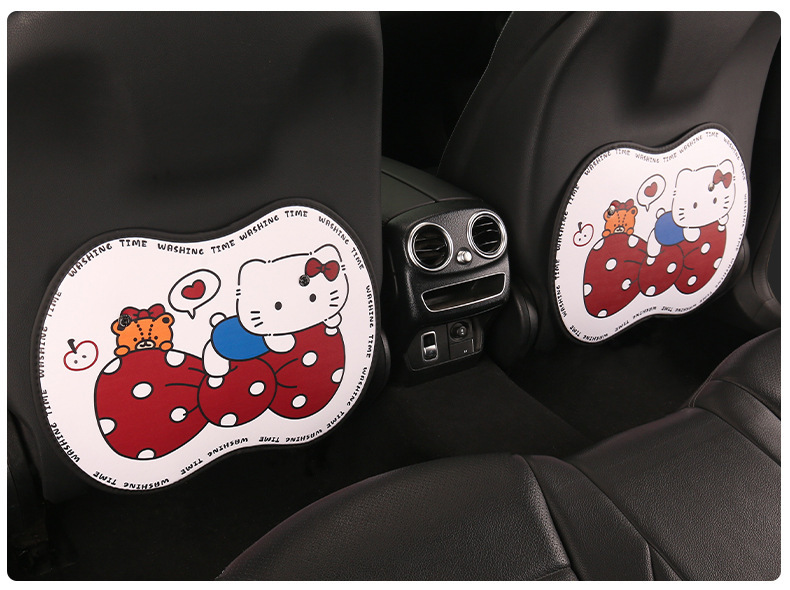 Cartoon Car Seat Back Anti-Kick Pad Cute Kitten Car Seat Back Anti-Fouling Pad for Women Rear Seat Back Anti-Kick Pad