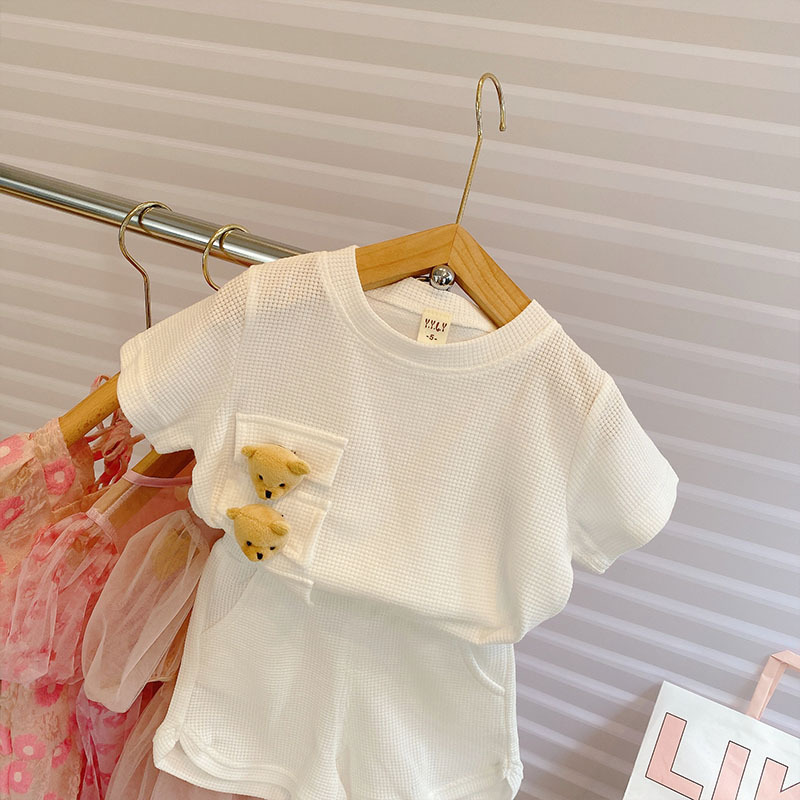 girl summer suit Children's clothing Fashionable clothes baby shorts Two piece set children Western style Summer wear