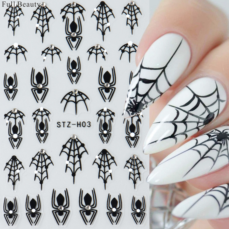 Full Beauty Cross-Border New Halloween Diamond Spider Web Nail Art Stickers Dark Spider Nail Stickers Full Beauty Cross-Border New Halloween Diamond Spider Web Nail Art Stickers Dark Spider Nail Stickers