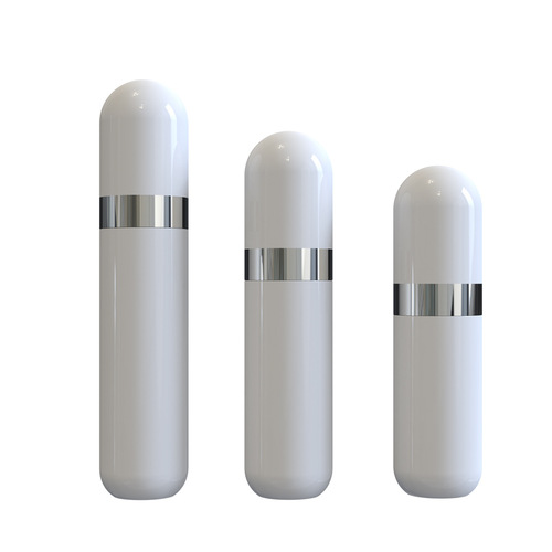 Separate the 80ml, 100ml, and 120ml round white nano-mist spray bottles into silver-edged skin care toner bottles