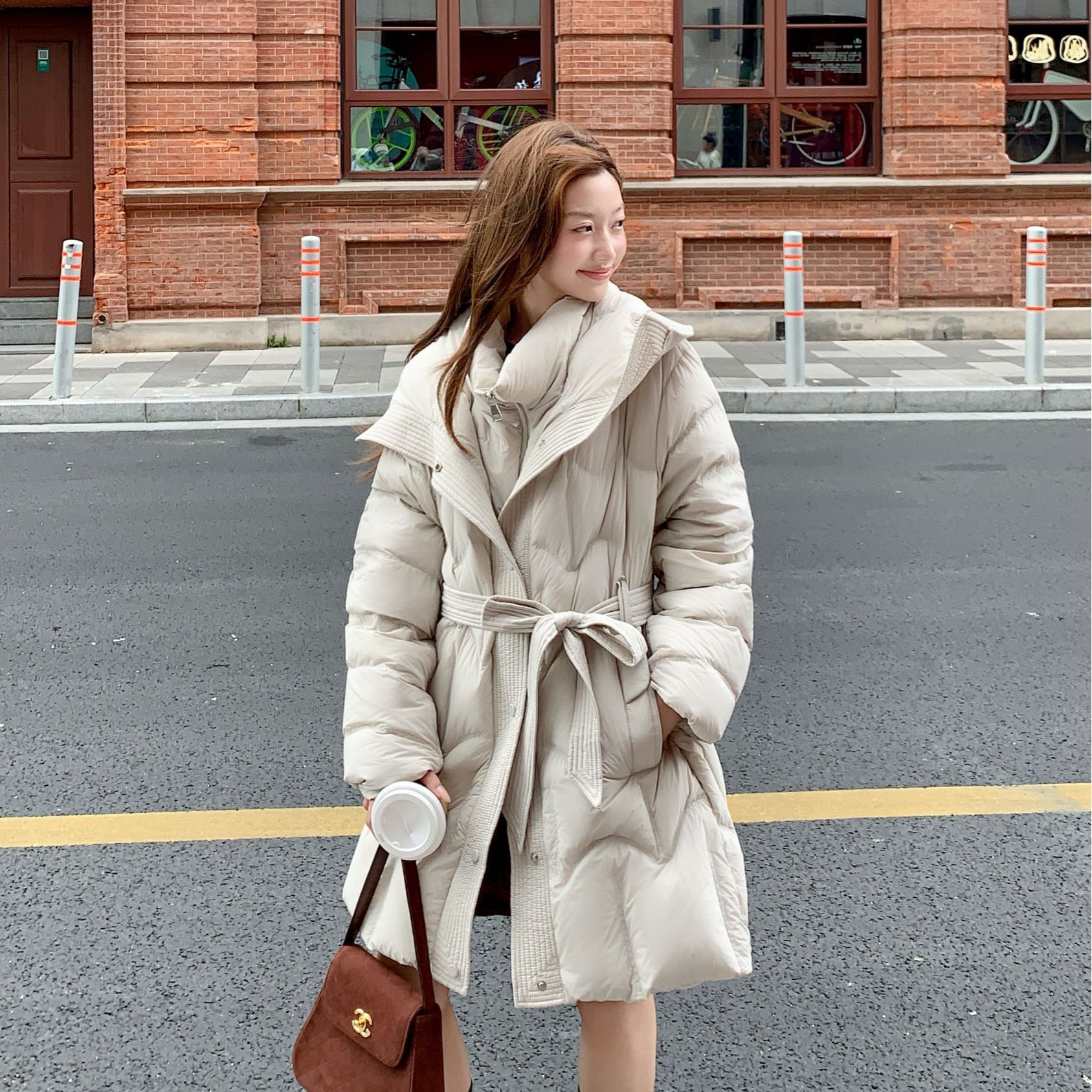 Daji 2026 new plus-size 100kg elegant slimming Korean-style oversized down jacket for women, mid-length 6605