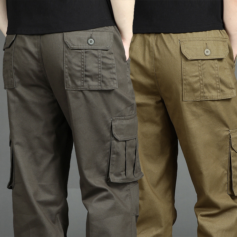 Overol-frontera especial de los hombres multi-Bolsillo sueltos pantalones casuales resistentes al desgaste pantalones al aire libre comercio exterior más el tamaño de los deportes rectos
