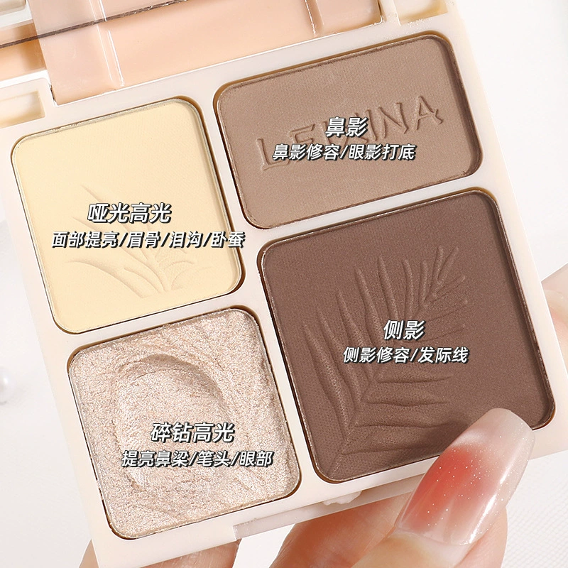 LEIXINA четырехцветная высокоглянцевая контурная комплексная палитра с перламутровым осветляющим блеском, матовые тени для носа, тени для век, универсальная палитра
