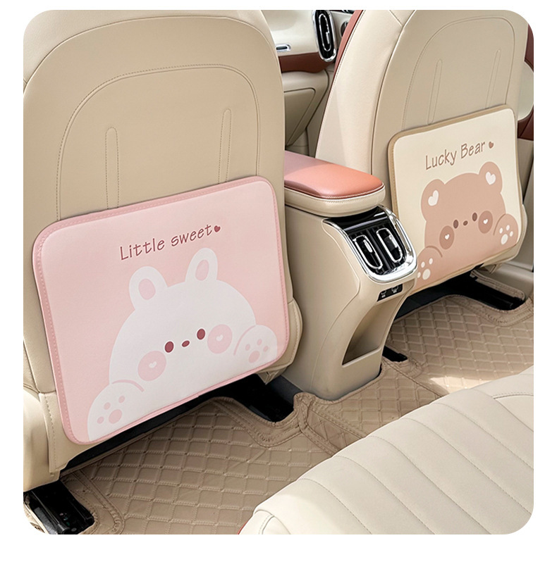 Blue Rain Cartoon Car Seat Back Anti-Kick Pad Creative Bear Car Anti-Dirty Wear-Resistant Easy Care Anti-Kick Pad for All Seasons