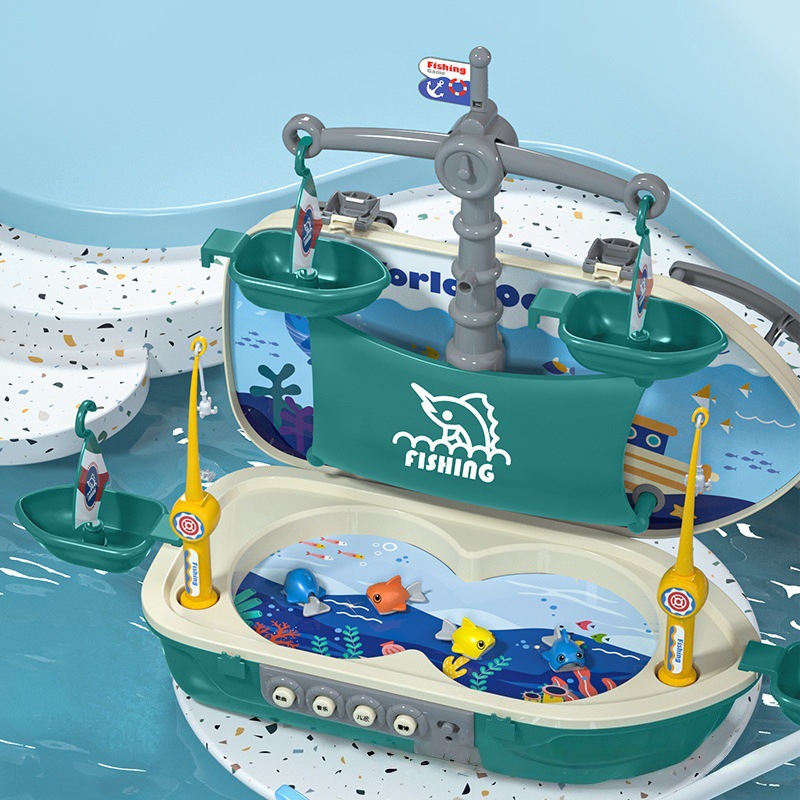 儿童大号收纳船带音乐多功能宝宝益智早教互动电动帆船天平钓鱼台