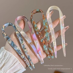 女性用高級アセテートU字型ヘアピン、新しい中国風の古代風チャイナドレスヘアピン、馬面スカートヘアピン、春のヘアピン