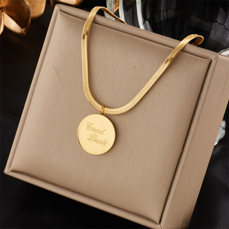 Women's Gender Wholesale Jewelry Simple Style Classic Style Solid Color Titanium Steel Plating Pendant Necklace