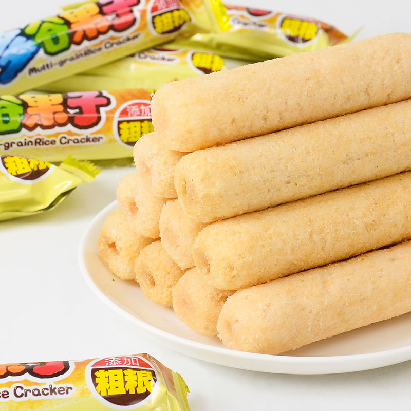 Mi Laotou Multi-Grain Fruit 100g*3 Bags Egg Yolk Flavor Rice Cracker Energy Bar Brown Rice Roll Kidsren's Snacks