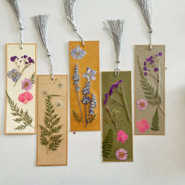 干花书签流苏手工diy粘贴材料古风楮皮纸吊牌天然压花封层膜