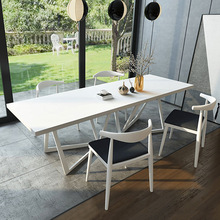 实木会议桌简约现代北欧办公桌长桌工业风洽谈餐桌loft设计师家具