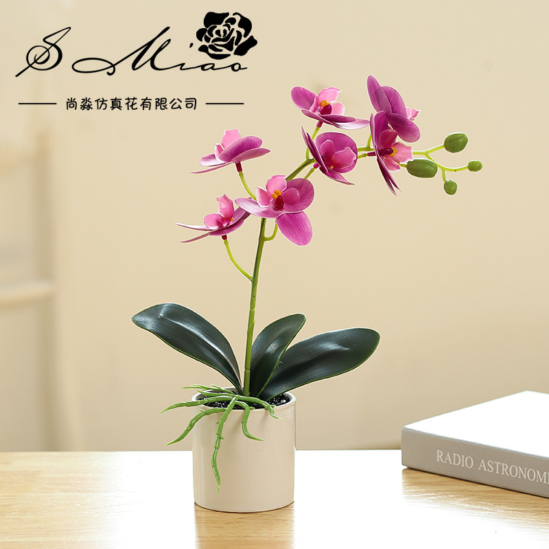Flores artificiales con textura de película impresa en 3D, bonsái de orquídea Phalaenopsis, adornos creativos, flores artificiales directamente del fabricante, plantas artificiales en maceta image 8